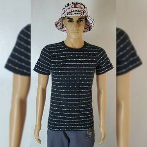 CHAMPION ALL-OVER PRINTSTRIPE SCRIPT PRINT TSHIRT MEN'S SHORT SLEEVE BLACK